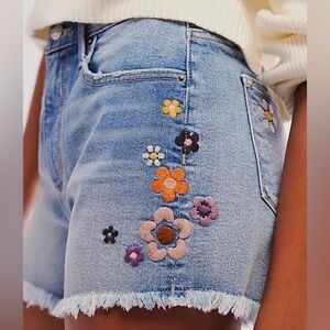 Driftwood Floral Embroidered Jean Shorts